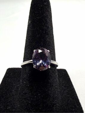Lab Alexandrite Ring 3.89ct 10K White Gold Color Change NWT Size 6.5